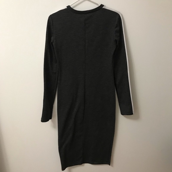 ZARA HEATHER GREY LONG SLEEVE MIDI DRESS - Picture 7 of 9